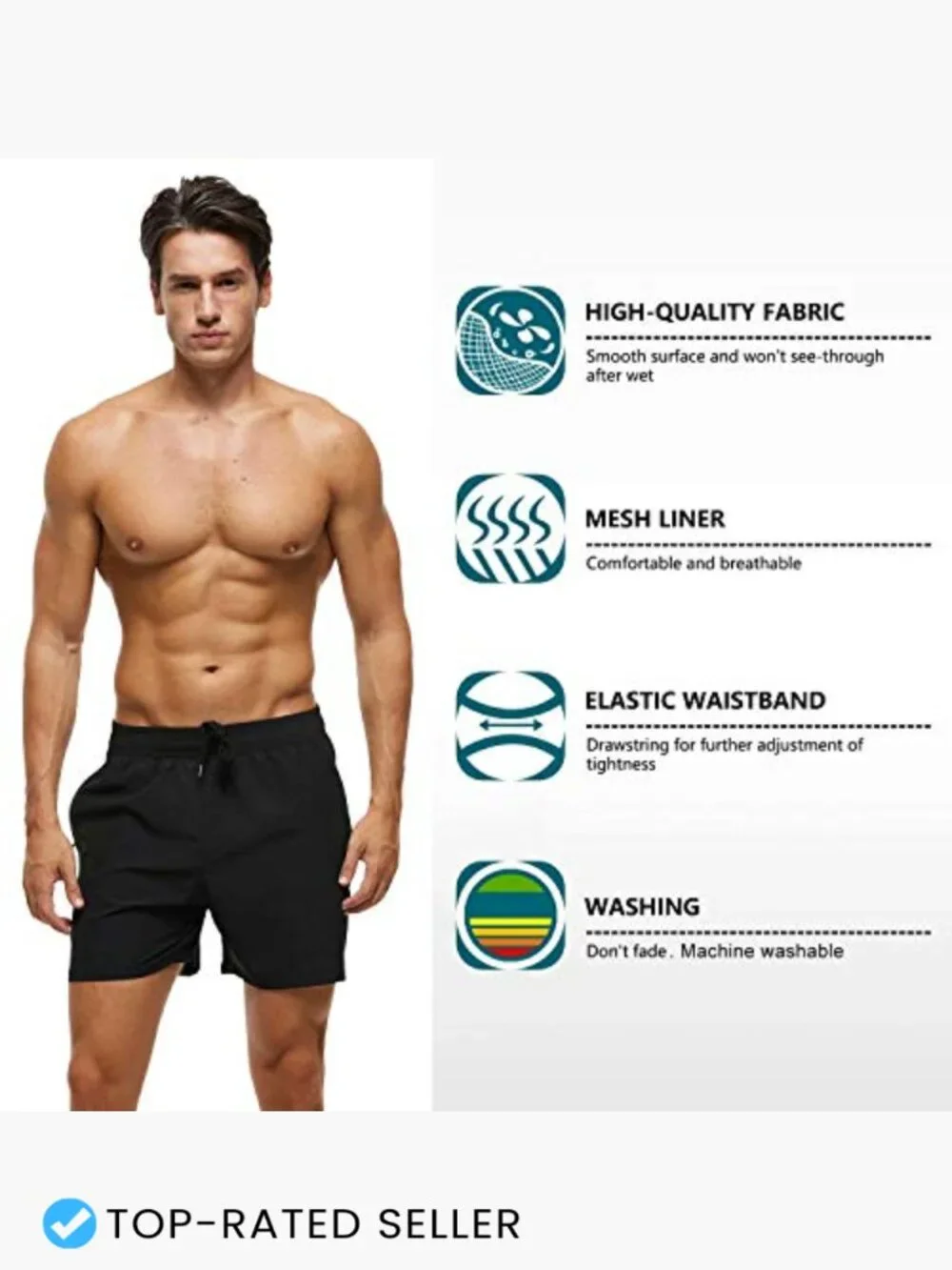 Men's Swim Trunks Quick Dry with Zipper Pockets Mesh Lining UPF 50+